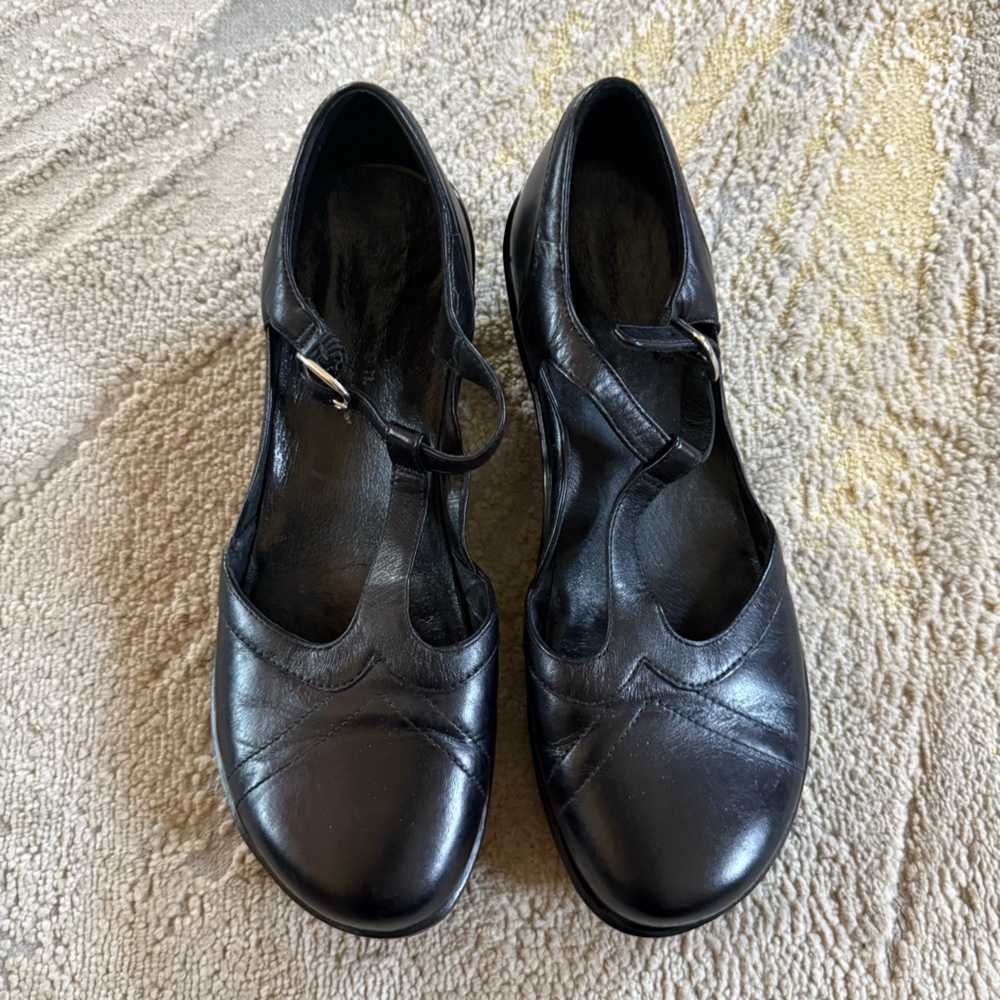 Aravon black Mary Jane Comfort Leather Heels comfort shoes t strap preppy 8.5 - Picture 5 of 12